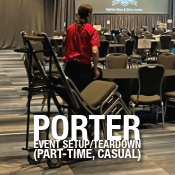 now hiring event porters for fall 2025