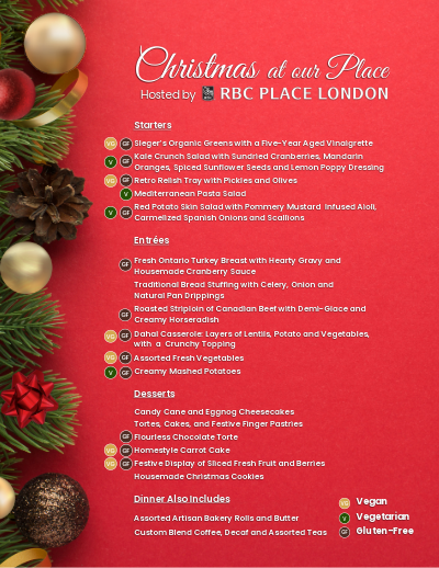 Christmas at our place 2025 menu