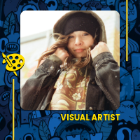 Mik Stevens a visual artist participating in Murals in Motion on the Encore Terrace on June 12.