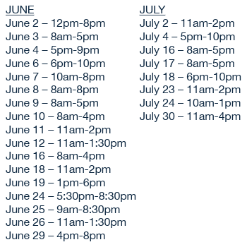Visiting hours for the Gallery at RBC Place London