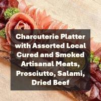 Charcuterie Platter featuring Assorted Local Cured and Smoked Artisanal Meats, Prosciutto, Salami, Dried Beef