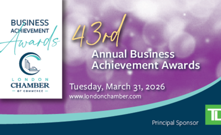 London Chamber of Commerce 2026 Business Achievement awards taking place at RBC Place London on March 31, 2026