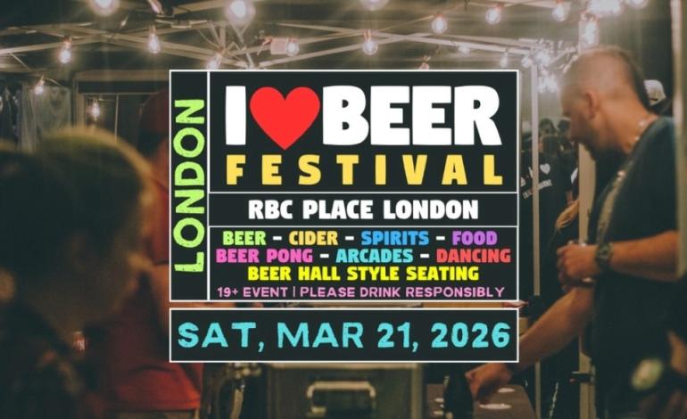 i heart Beer event poster for London. Event takes place March 21 at RBC Place London