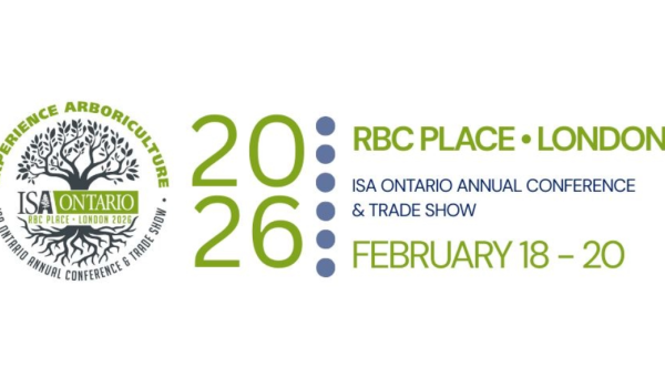 International Society of Arboriculturists Ontario 2026 Conference taking place February 18-20 at RBC Place London. Logo and text on white background.