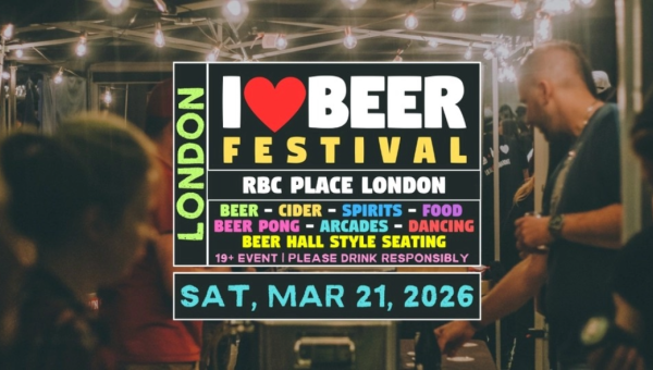 i heart Beer event poster for London. Event takes place March 21 at RBC Place London